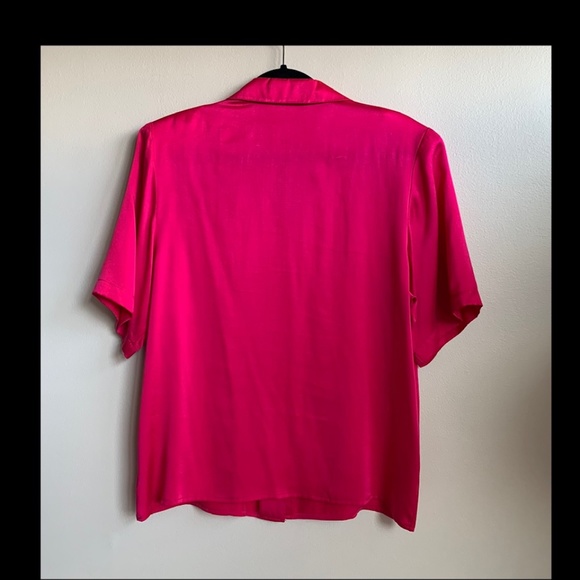 Vintage CIMONE Deep Fuchsia Silk Blouse SIZE 14 - Picture 2 of 5